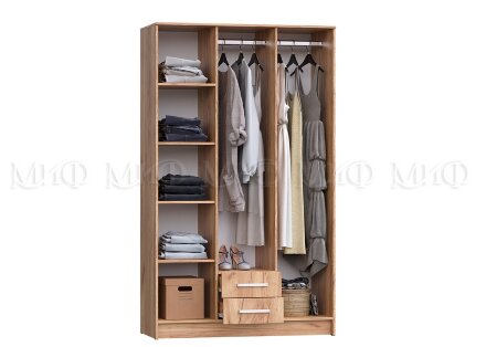 Шкаф для одежды 3 двери Мартина, графит/дуб крафт  