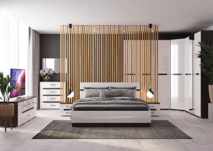 Шкаф угловой Вегас, Венге/Белый глянец 