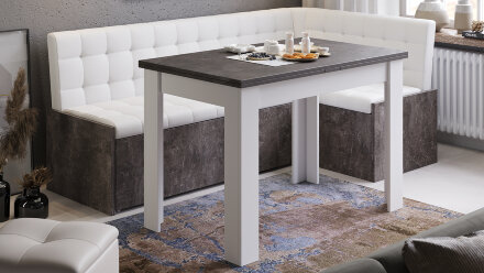 Кухонный уголок со спальным местом Форест, Ателье темный/Кожзам белый 