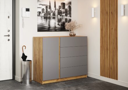 Комод Бостон КМ-001 Бостон ЛДСП, дуб крафт/серый шифер  