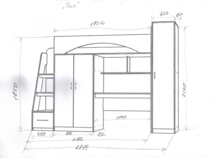 Кровать-чердак Тея винтерберг-олива 