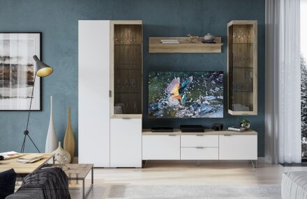 Шкаф со стеклом и 2 ящиками ШК-3019 Анима   