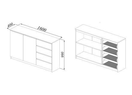 Комод Мори МК 1600.1/2 графит 