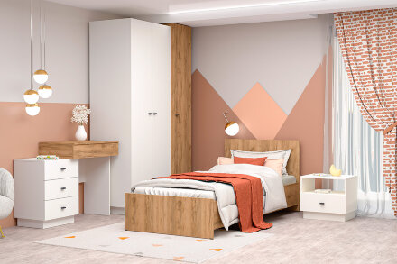 Шкаф 2 двери ШК-1 Квадро, миндаль 