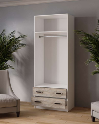 Шкаф двухдверный с зеркалом 800 Лагуна, Белый/ Дуб Юкон