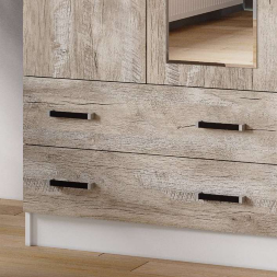 Шкаф двухдверный с зеркалом 800 Лагуна, Белый/ Дуб Юкон