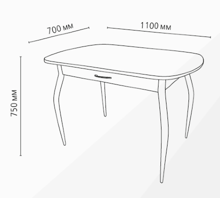 Стол обеденный Прага 2 с ящиком опора массив МТ 