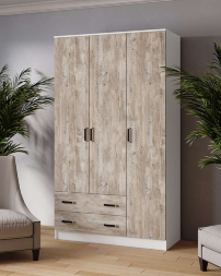 Шкаф 3-х дверный 1200 Лагуна, Белый/ Дуб Юкон