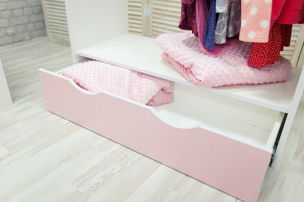 Стеллаж-вешалка Зайка, белый-розовый  