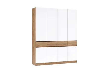 Шкаф четырехстворчатый Роджина дуб крафт / белый глянец   