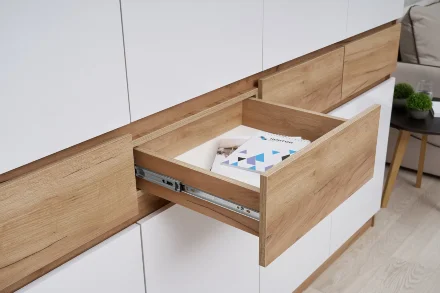 Шкаф четырехстворчатый Роджина дуб крафт / белый глянец   