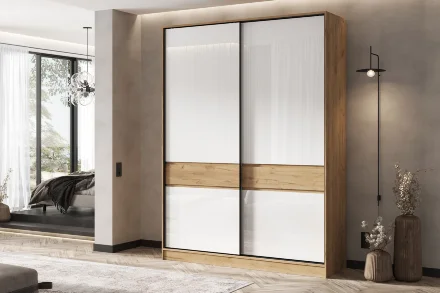 Шкаф-купе Роджина дуб крафт / белый глянец 