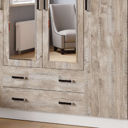  Шкаф 4-х дверный с зеркалом 1600 Лагуна, Белый/ Дуб Юкон