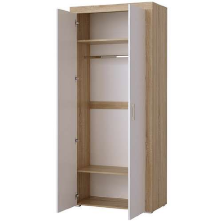 Шкаф 2-створчатый Орландо, Сонома-Белый глянец 