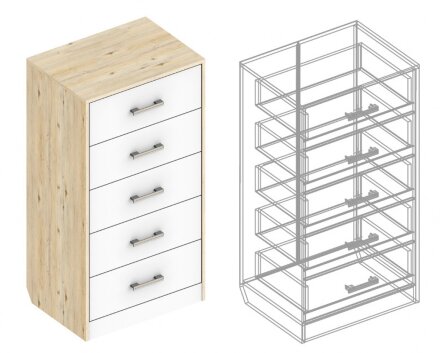 Комод Милана с 5 ящиками 