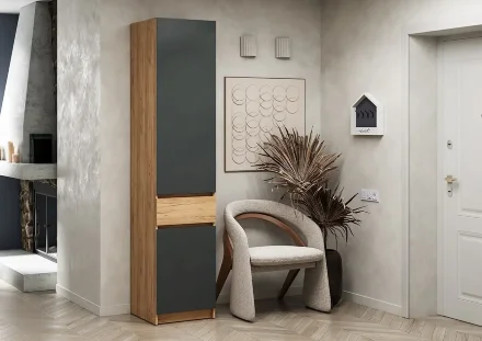 Шкаф-пенал с ящиком Стоуби ШК-500, Графит 