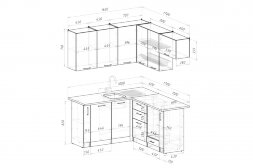 Кухонный гарнитур Альба мега прайм 2, 160х170 см (ПМ+СДШ)