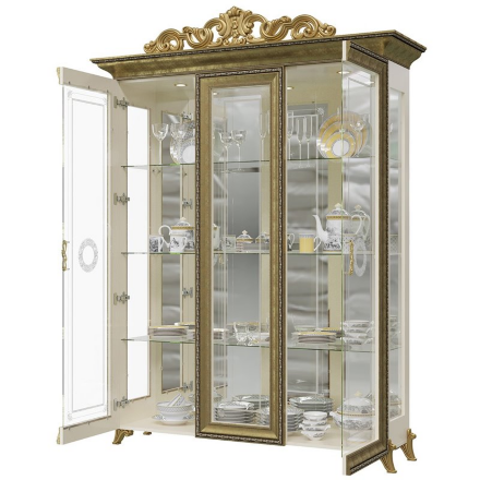Витрина 3-х дверная Версаль, Слоновая кость 