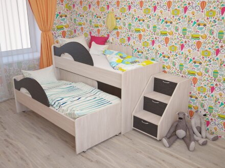 Кровать детская Матрешка Венге с лесенкой 