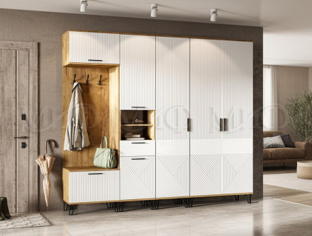 Шкаф с вешалкой Флэш, Браш Вайт/Дуб крафт 