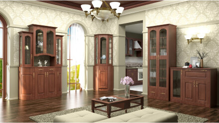 Шкаф для посуды с зеркалами Венеция В-9 