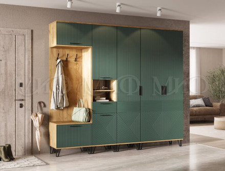 Обувница Флэш, Мени Грин/Дуб крафт 