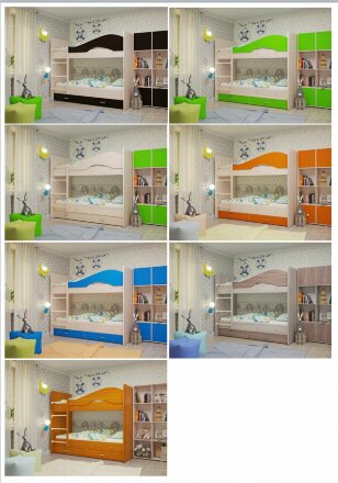 Кровать детская двухъярусная с ящиками Мая Лайм 