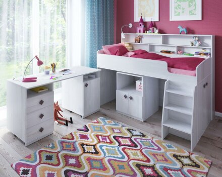 Детская кровать-чердак Малыш 5 дуб/Ирис  