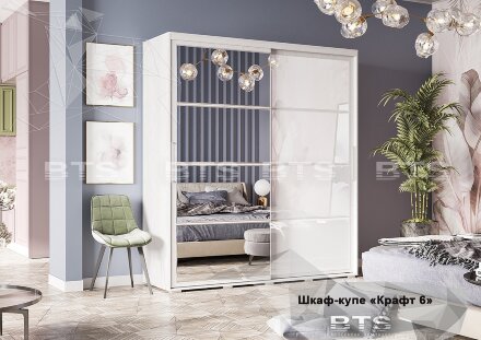 Шкаф-купе Крафт-6, белый ясень 