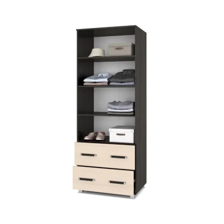 Шкаф двустворчатый с ящиками В23 Виора, Венге/Млечный дуб 