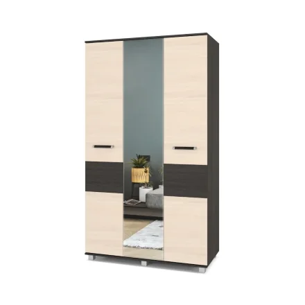 Шкаф трехстворчатый с зеркалом В31 Виора, Венге/Млечный дуб 