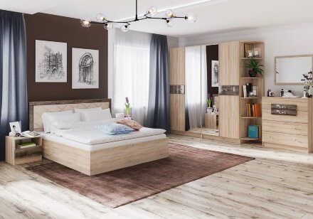 Шкаф 2-х створчатый Мадлен (дуб сонома/дуб шале мореный)    