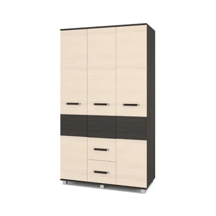 Шкаф трехстворчатый с ящиками В34 Виора, Венге/Млечный дуб 