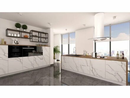 Кухня Авенза бьянко белый мрамор 