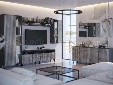  Шкаф навесной большой Оливия, мрамор глянец 