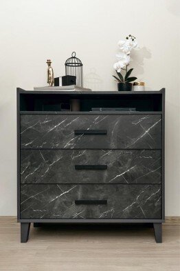 Комод 3 ящика Айрис, Антрацит 