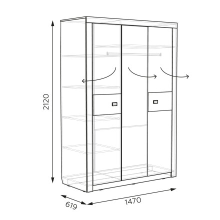 Шкаф трехдверный Амели 