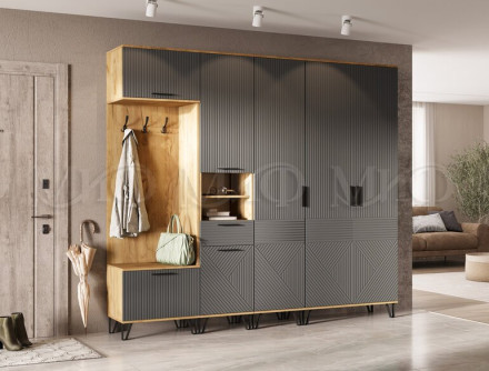 Пенал открытый Флэш, Графит/Дуб Крафт 