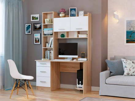 Стол ПКС-5, Сонома-Белый глянец 