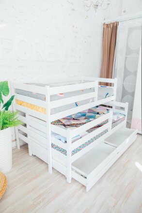 Кровать двухъярусная выкатная Матрешка Эко, белая 