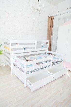 Кровать двухъярусная выкатная Матрешка Эко, белая 