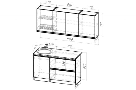 Кухонный гарнитур Адажио макси 180 см 