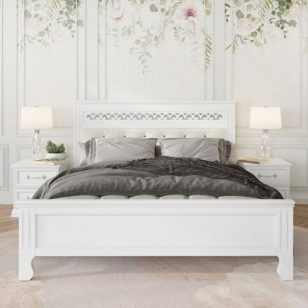 Кровать из массива Грация, белый античный 