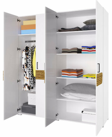 Шкаф 4х дверный Милана, Белый/Сосна Гранд 