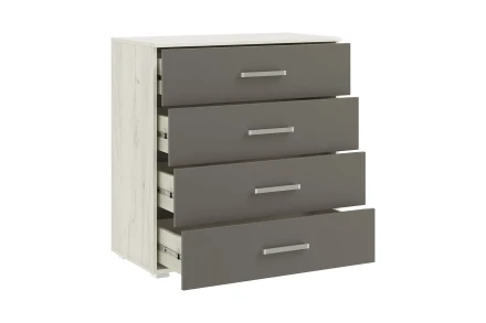 Комод с 4 ящик Фиеста New, Дуб крафт белый / Графит 