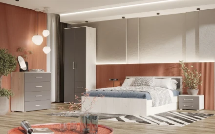 Комод с 4 ящик Фиеста New, Дуб крафт белый / Графит 