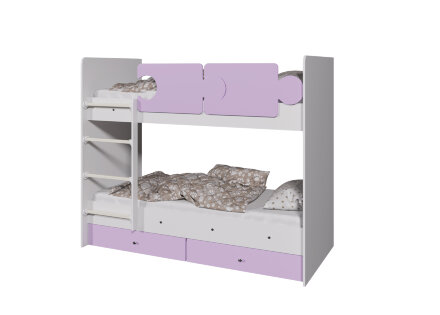 Кровать двухъярусная Тетрис, Белый / Розовый 