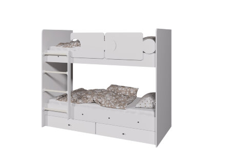 Кровать двухъярусная Тетрис, Белый / Розовый 