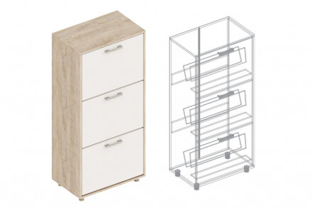 Обувница с ящиком Граф, Перламутр/Дуб баррик 