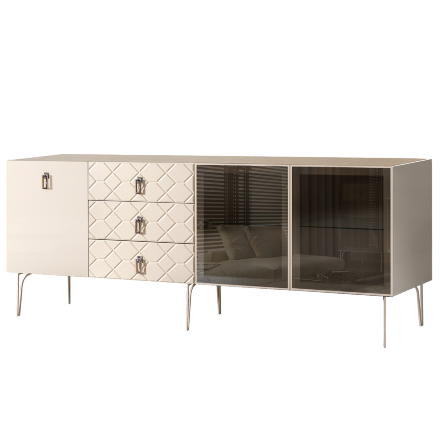 Комод (для гостиной) 2.1 БМКМ-5(Fa) [5][10] (2 двери стекло-1 дверь лак) Bogemia Farfalle 